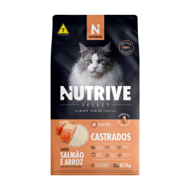 Rao Nutrive Select Premium Especial para Gatos Castrados Sabor salmo e Arroz 10,1 Kg
