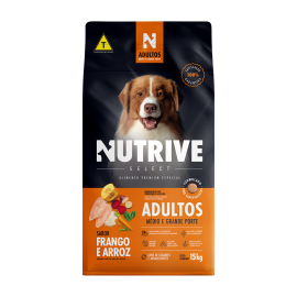 Rao Nutrive Select Premium Especial para Ces Adultos de Mdio e Grande  Porte Sabor Frango e Arroz 15 Kg